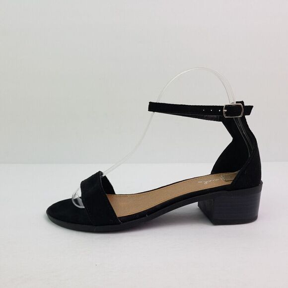 Qupid Alvarez Womens Size 6 Black Ankle Strap Open Toe Block Heeled Sandals - Picture 3 of 10